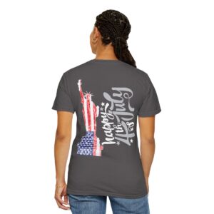 Dark Themed - Statue of Liberty 4th of July Unisex Garment - Dyed T-shirt - Image 98
