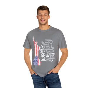 Dark Themed - Statue of Liberty 4th of July Unisex Garment - Dyed T-shirt - Image 31