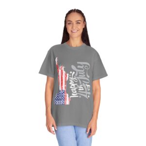 Dark Themed - Statue of Liberty 4th of July Unisex Garment - Dyed T-shirt - Image 32