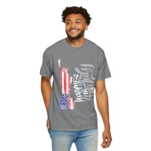 Dark Themed - Statue of Liberty 4th of July Unisex Garment - Dyed T-shirt - Image 36