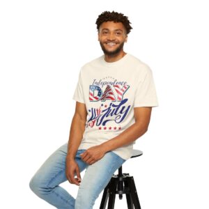 Celebrate in Style with Our Light Color Tee Featuring a Creative 4th of July Design - Unisex Garment-Dyed T-shirt - Image 39