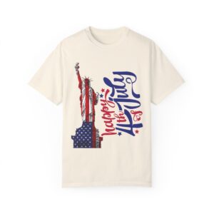Statue of Liberty Tee for 4th of July - Unisex Garment-Dyed T-shirt - Image 2