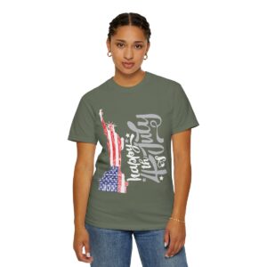 Dark Themed - Statue of Liberty 4th of July Unisex Garment - Dyed T-shirt - Image 53