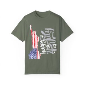 Dark Themed - Statue of Liberty 4th of July Unisex Garment - Dyed T-shirt - Image 54