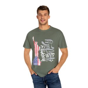 Dark Themed - Statue of Liberty 4th of July Unisex Garment - Dyed T-shirt - Image 57