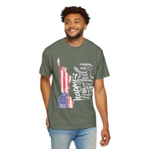 Dark Themed - Statue of Liberty 4th of July Unisex Garment - Dyed T-shirt - Image 62
