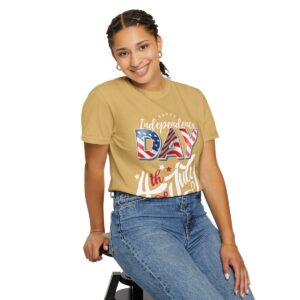 Dark Themed 4th of July Unisex Garment-Dyed T-shirt Featuring a Creative Design - Image 23