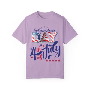 Celebrate in Style with Our Light Color Tee Featuring a Creative 4th of July Design - Unisex Garment-Dyed T-shirt - Image 2