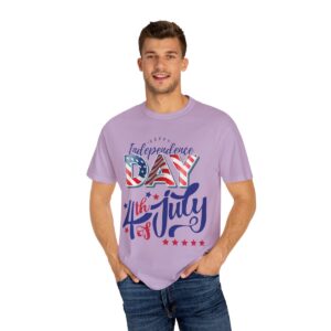Celebrate in Style with Our Light Color Tee Featuring a Creative 4th of July Design - Unisex Garment-Dyed T-shirt - Image 5