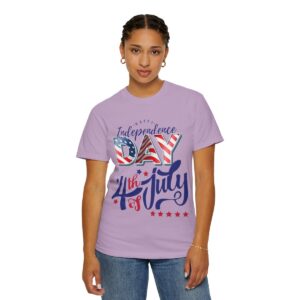 Celebrate in Style with Our Light Color Tee Featuring a Creative 4th of July Design - Unisex Garment-Dyed T-shirt - Image 6