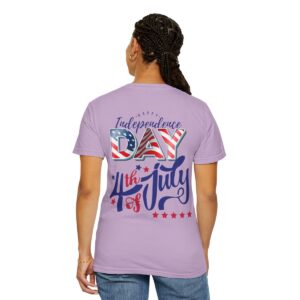 Celebrate in Style with Our Light Color Tee Featuring a Creative 4th of July Design - Unisex Garment-Dyed T-shirt - Image 7