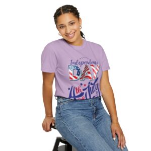 Celebrate in Style with Our Light Color Tee Featuring a Creative 4th of July Design - Unisex Garment-Dyed T-shirt - Image 9