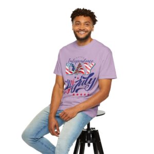 Celebrate in Style with Our Light Color Tee Featuring a Creative 4th of July Design - Unisex Garment-Dyed T-shirt - Image 13