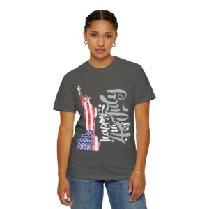 Dark Themed - Statue of Liberty 4th of July Unisex Garment - Dyed T-shirt