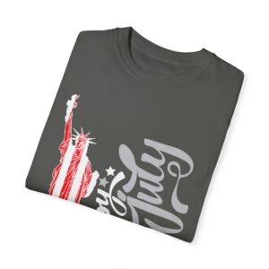 Dark Themed - Statue of Liberty 4th of July Unisex Garment - Dyed T-shirt - Image 4