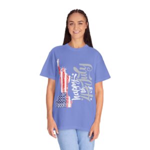 Dark Themed - Statue of Liberty 4th of July Unisex Garment - Dyed T-shirt - Image 71