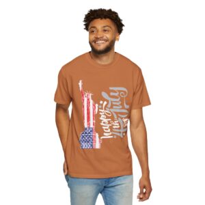 Dark Themed - Statue of Liberty 4th of July Unisex Garment - Dyed T-shirt - Image 23