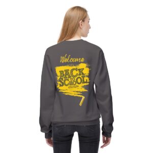 Welcome Back to School Yellow Unisex Midweight Soft Style Fleece Crewneck Sweatshirt - Image 59
