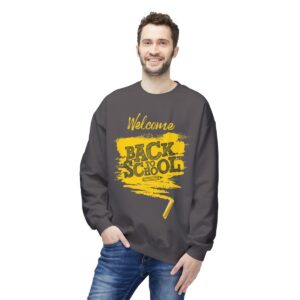 Welcome Back to School Yellow Unisex Midweight Soft Style Fleece Crewneck Sweatshirt - Image 60