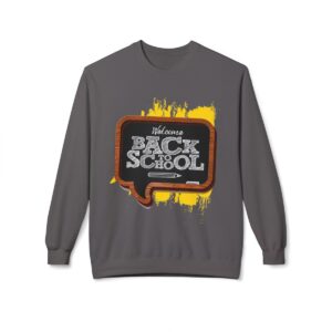 Welcome Back to School on Wooden Unisex Midweight Soft Style Fleece Crewneck Sweatshirt - Image 56