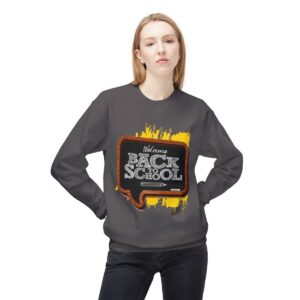 Welcome Back to School on Wooden Unisex Midweight Soft Style Fleece Crewneck Sweatshirt - Image 58