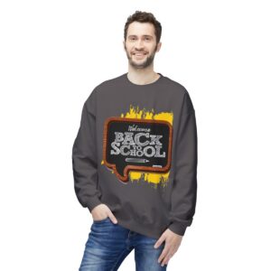 Welcome Back to School on Wooden Unisex Midweight Soft Style Fleece Crewneck Sweatshirt - Image 60