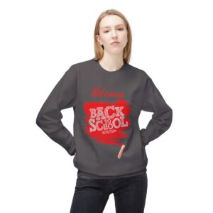 Welcome Back to School Red Unisex Midweight Soft Style Fleece Crewneck Sweatshirt
