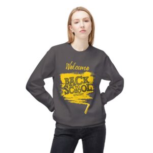 Welcome Back to School Yellow Unisex Midweight Soft Style Fleece Crewneck Sweatshirt - Image 58