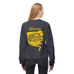 Welcome Back to School Yellow Unisex Midweight Soft Style Fleece Crewneck Sweatshirt - Image 47