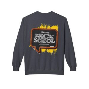 Welcome Back to School on Wooden Unisex Midweight Soft Style Fleece Crewneck Sweatshirt - Image 3