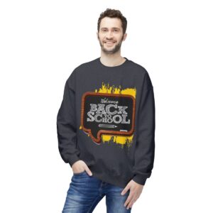 Welcome Back to School on Wooden Unisex Midweight Soft Style Fleece Crewneck Sweatshirt - Image 6