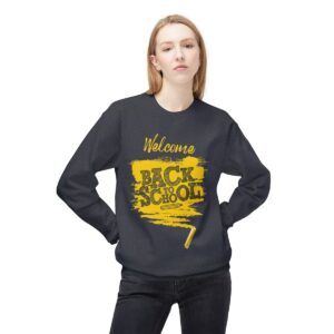 Welcome Back to School Yellow Unisex Midweight Soft Style Fleece Crewneck Sweatshirt - Image 46