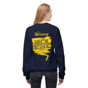 Welcome Back to School Yellow Unisex Midweight Soft Style Fleece Crewneck Sweatshirt - Image 71