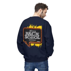 Welcome Back to School on Wooden Unisex Midweight Soft Style Fleece Crewneck Sweatshirt - Image 67