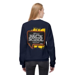 Welcome Back to School on Wooden Unisex Midweight Soft Style Fleece Crewneck Sweatshirt - Image 71