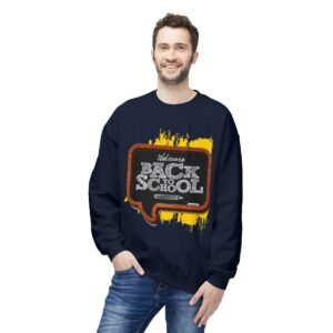 Welcome Back to School on Wooden Unisex Midweight Soft Style Fleece Crewneck Sweatshirt - Image 72