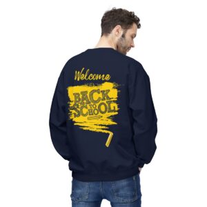 Welcome Back to School Yellow Unisex Midweight Soft Style Fleece Crewneck Sweatshirt - Image 67