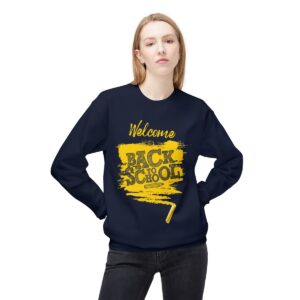 Welcome Back to School Yellow Unisex Midweight Soft Style Fleece Crewneck Sweatshirt - Image 70
