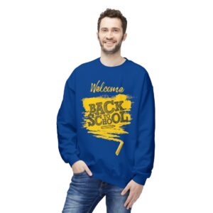 Welcome Back to School Yellow Unisex Midweight Soft Style Fleece Crewneck Sweatshirt - Image 66