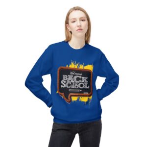 Welcome Back to School on Wooden Unisex Midweight Soft Style Fleece Crewneck Sweatshirt - Image 64