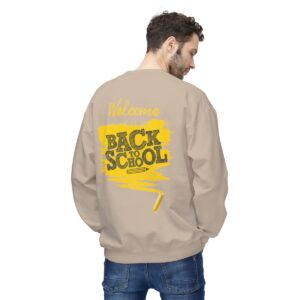Welcome Back to School Yellow Unisex Midweight Soft Style Fleece Crewneck Sweatshirt - Image 19