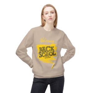 Welcome Back to School Yellow Unisex Midweight Soft Style Fleece Crewneck Sweatshirt - Image 22