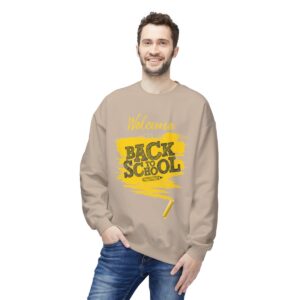 Welcome Back to School Yellow Unisex Midweight Soft Style Fleece Crewneck Sweatshirt - Image 24