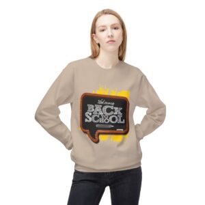 Welcome Back to School on Wooden Unisex Midweight Soft Style Fleece Crewneck Sweatshirt - Image 28