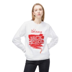 Welcome Back to School Red Unisex Midweight Soft Style Fleece Crewneck Sweatshirt - Image 7