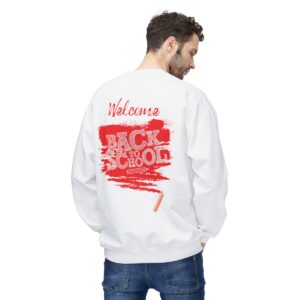 Welcome Back to School Red Unisex Midweight Soft Style Fleece Crewneck Sweatshirt - Image 12