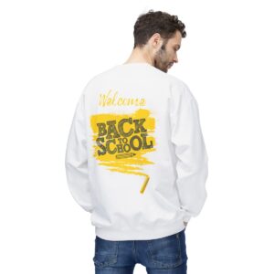 Welcome Back to School Yellow Unisex Midweight Soft Style Fleece Crewneck Sweatshirt - Image 7
