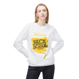Welcome Back to School Yellow Unisex Midweight Soft Style Fleece Crewneck Sweatshirt - Image 10