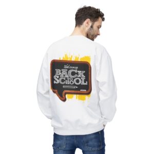 Welcome Back to School on Wooden Unisex Midweight Soft Style Fleece Crewneck Sweatshirt - Image 7