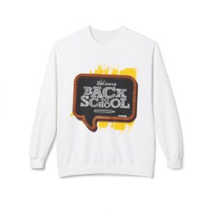Welcome Back to School on Wooden Unisex Midweight Soft Style Fleece Crewneck Sweatshirt - Image 8